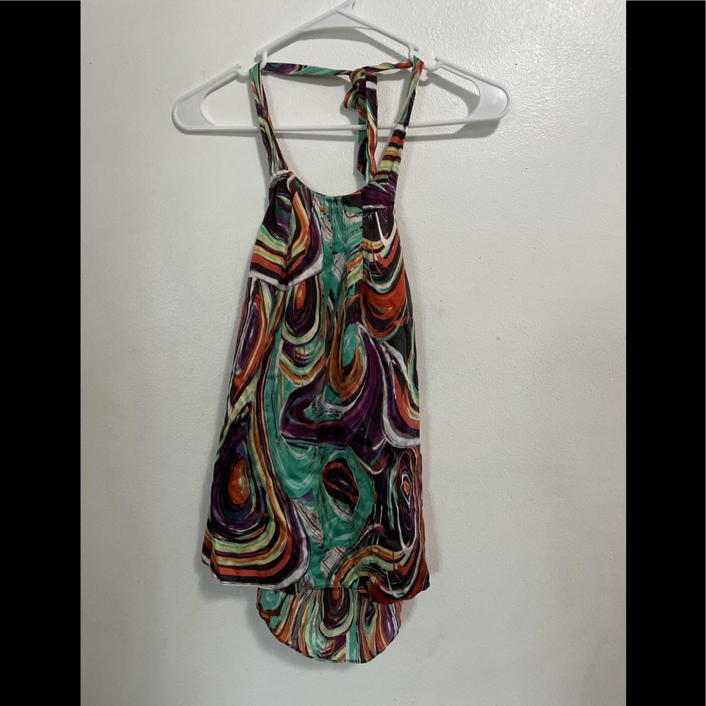 The Limited 100% Silk Multi-Color Halter Top - Size XS